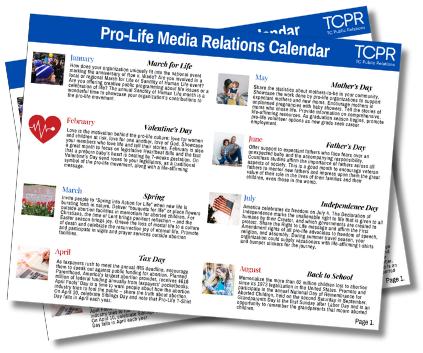 PR calendar pro life